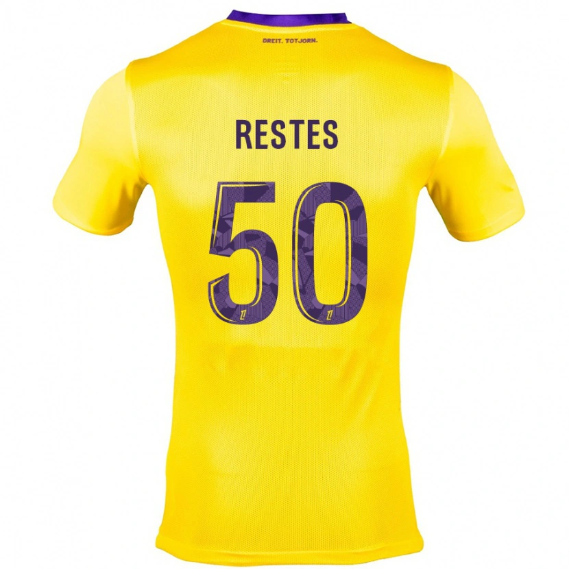 Danxen Herren Guillaume Restes #50 Gelb Lila Auswärtstrikot Trikot 2024/25 T-Shirt