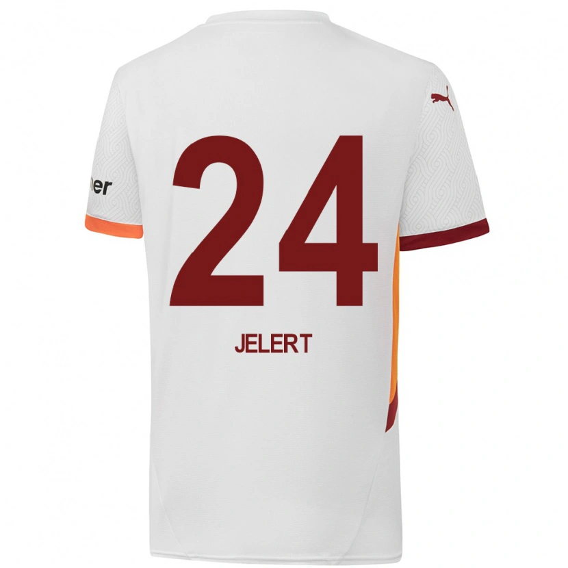 Danxen Herren Elias Jelert #24 Weiß Gelb Rot Auswärtstrikot Trikot 2024/25 T-Shirt