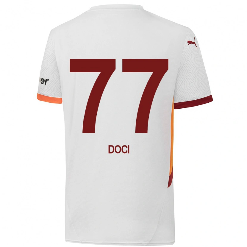 Danxen Herren Megi Doci #77 Weiß Gelb Rot Auswärtstrikot Trikot 2024/25 T-Shirt