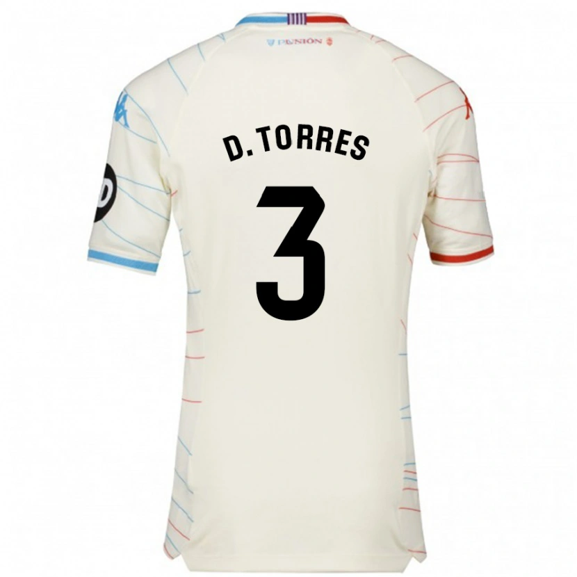 Danxen Herren David Torres #3 Weiß Rot Blau Auswärtstrikot Trikot 2024/25 T-Shirt