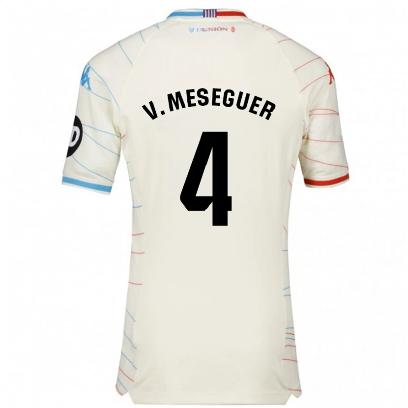 Danxen Herren Víctor Meseguer #4 Weiß Rot Blau Auswärtstrikot Trikot 2024/25 T-Shirt