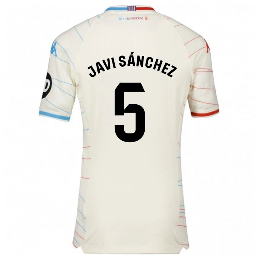 Danxen Herren Javi Sánchez #5 Weiß Rot Blau Auswärtstrikot Trikot 2024/25 T-Shirt