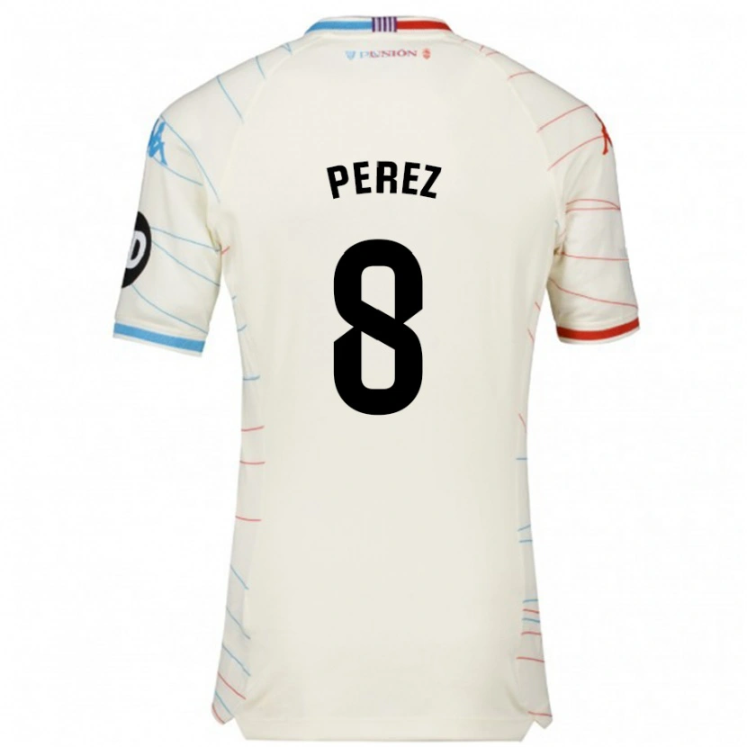Danxen Herren Kike Pérez #8 Weiß Rot Blau Auswärtstrikot Trikot 2024/25 T-Shirt
