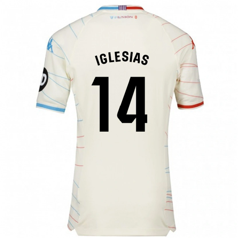 Danxen Herren Koke Iglesias #14 Weiß Rot Blau Auswärtstrikot Trikot 2024/25 T-Shirt