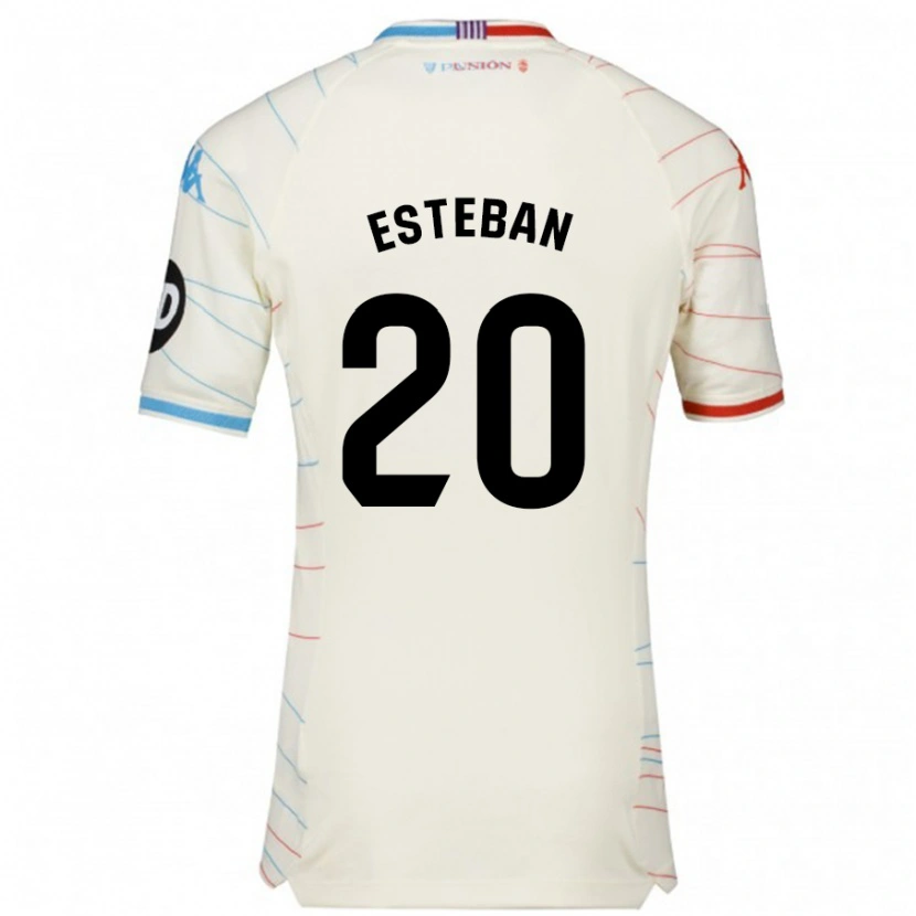 Danxen Herren Sergio Esteban #20 Weiß Rot Blau Auswärtstrikot Trikot 2024/25 T-Shirt