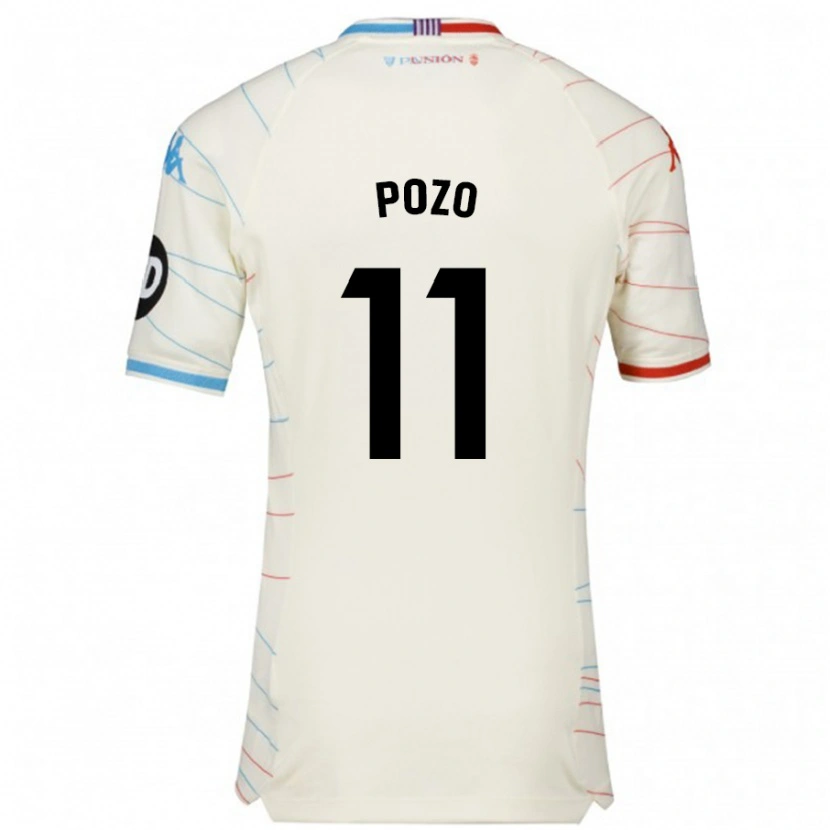 Danxen Herren Manuel Pozo #11 Weiß Rot Blau Auswärtstrikot Trikot 2024/25 T-Shirt