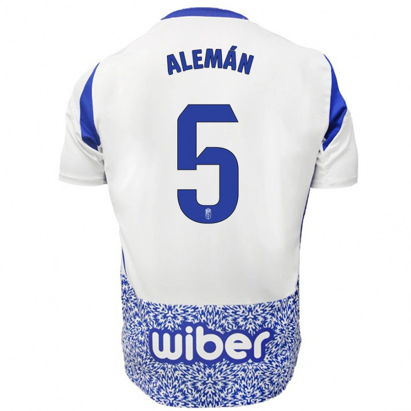 Danxen Herren Carlos Alemán #5 Weiß Blau Auswärtstrikot Trikot 2024/25 T-Shirt