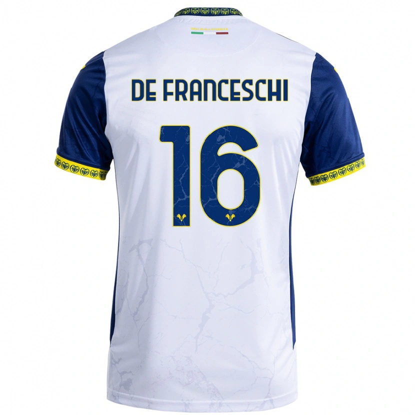 Danxen Herren Edoardo De Franceschi #16 Weiß Blau Auswärtstrikot Trikot 2024/25 T-Shirt
