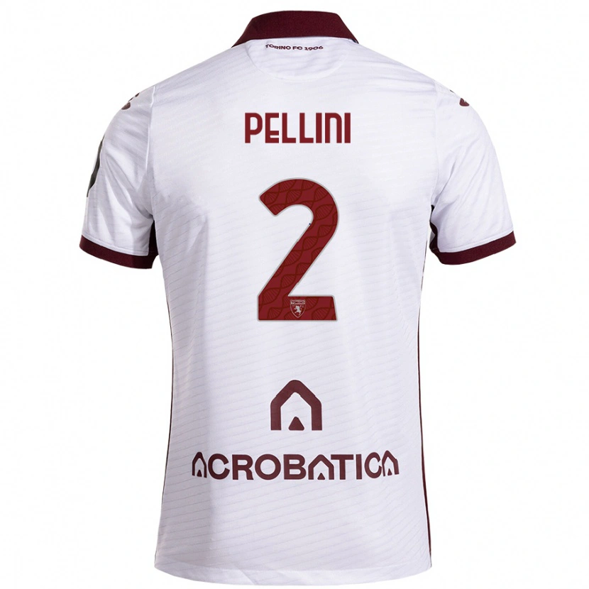 Danxen Herren Mattia Pellini #2 Weiß Kastanienbraun Auswärtstrikot Trikot 2024/25 T-Shirt