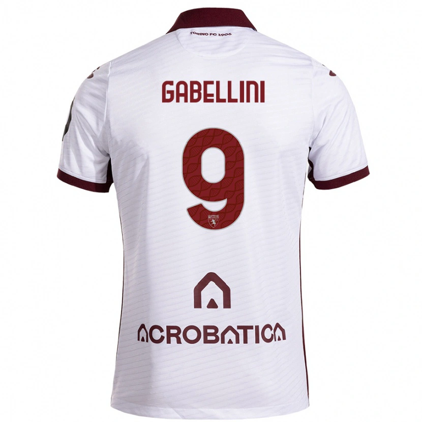 Danxen Herren Tommaso Gabellini #9 Weiß Kastanienbraun Auswärtstrikot Trikot 2024/25 T-Shirt