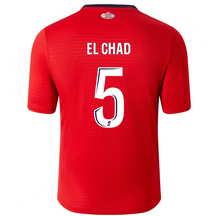 Danxen Damen Nesryne El Chad #5 Rot Weiß Heimtrikot Trikot 2024/25 T-Shirt