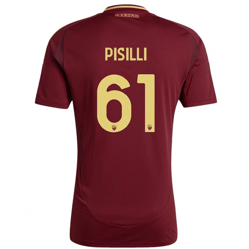 Danxen Damen Niccolò Pisilli #61 Rot Braun Gold Heimtrikot Trikot 2024/25 T-Shirt
