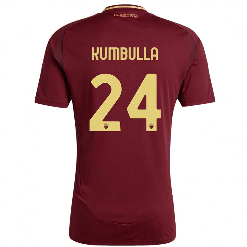 Danxen Damen Marash Kumbulla #24 Rot Braun Gold Heimtrikot Trikot 2024/25 T-Shirt