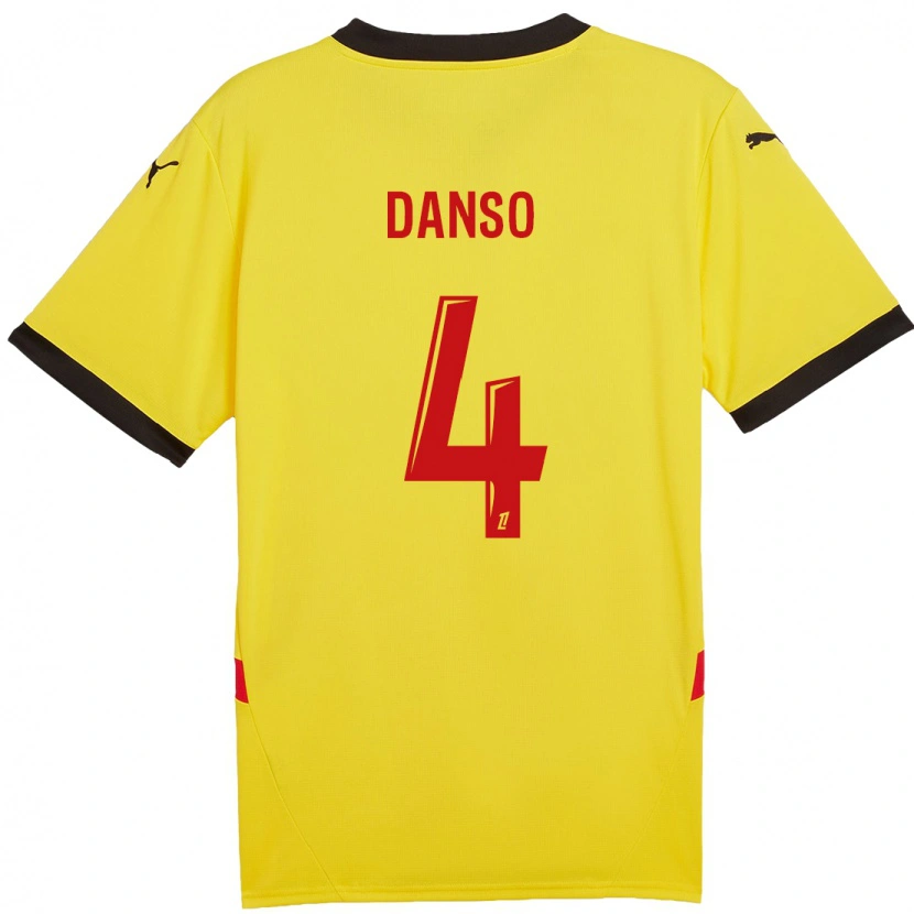 Danxen Damen Kevin Danso #4 Gelb Rot Heimtrikot Trikot 2024/25 T-Shirt
