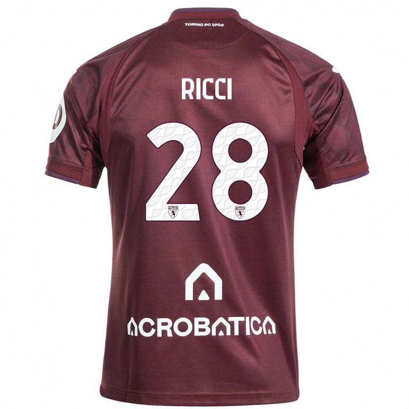 Danxen Damen Samuele Ricci #28 Kastanienbraun Weiß Heimtrikot Trikot 2024/25 T-Shirt