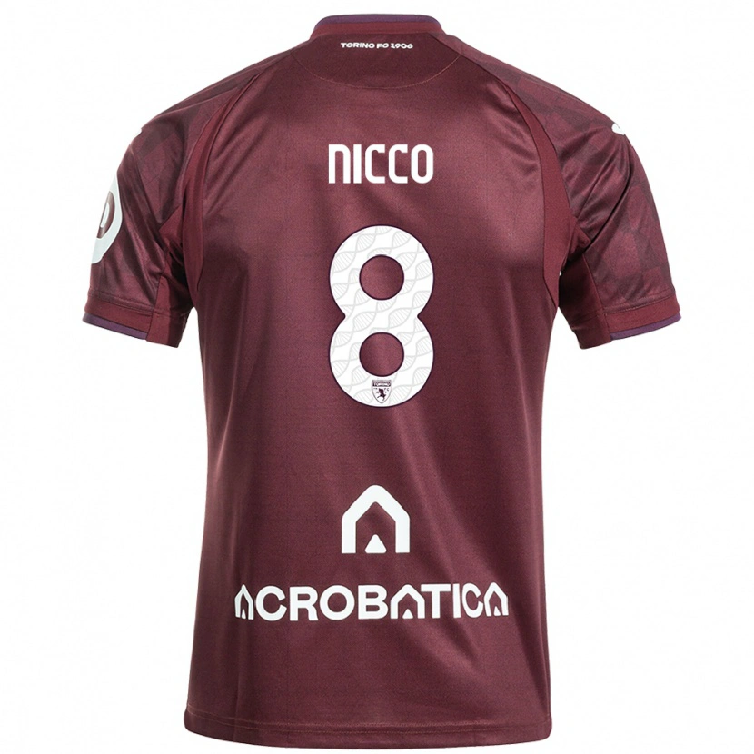 Danxen Damen Giada Nicco #8 Kastanienbraun Weiß Heimtrikot Trikot 2024/25 T-Shirt