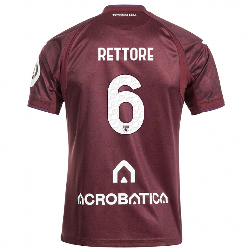 Danxen Damen Mirko Rettore #6 Kastanienbraun Weiß Heimtrikot Trikot 2024/25 T-Shirt