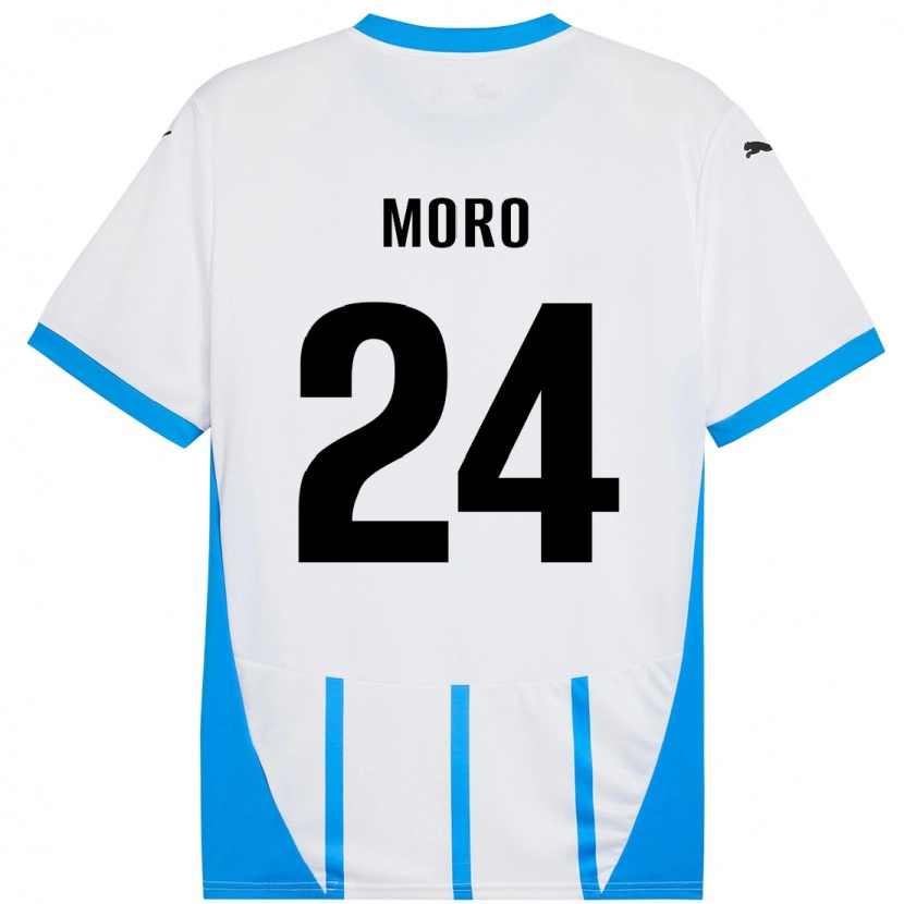 Danxen Damen Luca Moro #24 Weiß Blau Auswärtstrikot Trikot 2024/25 T-Shirt