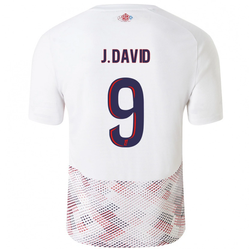 Danxen Damen Jonathan David #9 Weiß Königsblau Auswärtstrikot Trikot 2024/25 T-Shirt