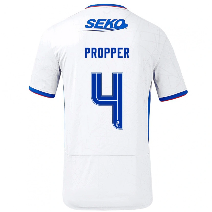 Danxen Damen Robin Pröpper #4 Weiß Blau Auswärtstrikot Trikot 2024/25 T-Shirt
