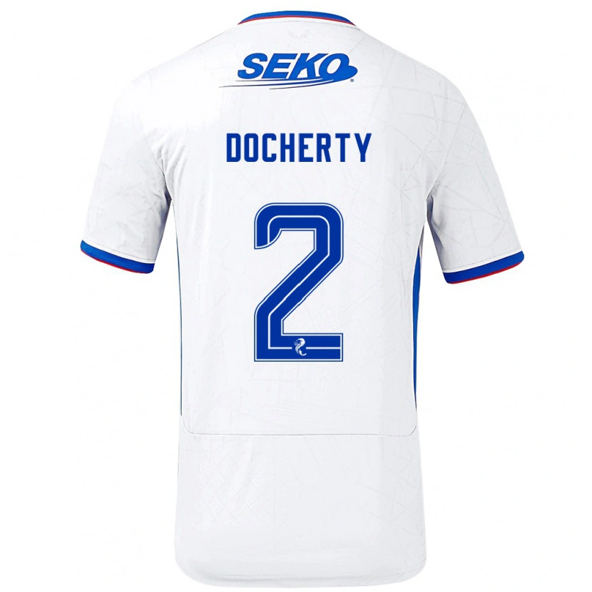 Danxen Damen Nicola Docherty #2 Weiß Blau Auswärtstrikot Trikot 2024/25 T-Shirt