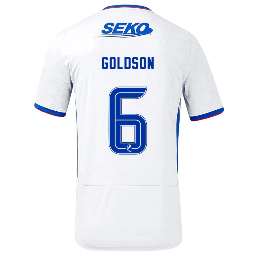 Danxen Damen Connor Goldson #6 Weiß Blau Auswärtstrikot Trikot 2024/25 T-Shirt