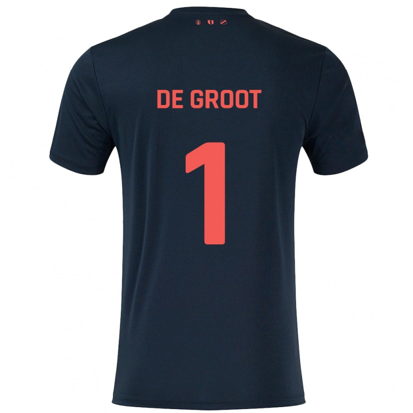 Danxen Damen Jasmijn De Groot #1 Schwarz Rot Auswärtstrikot Trikot 2024/25 T-Shirt