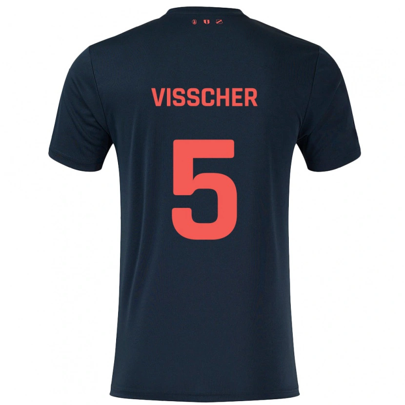 Danxen Damen Amber Visscher #5 Schwarz Rot Auswärtstrikot Trikot 2024/25 T-Shirt
