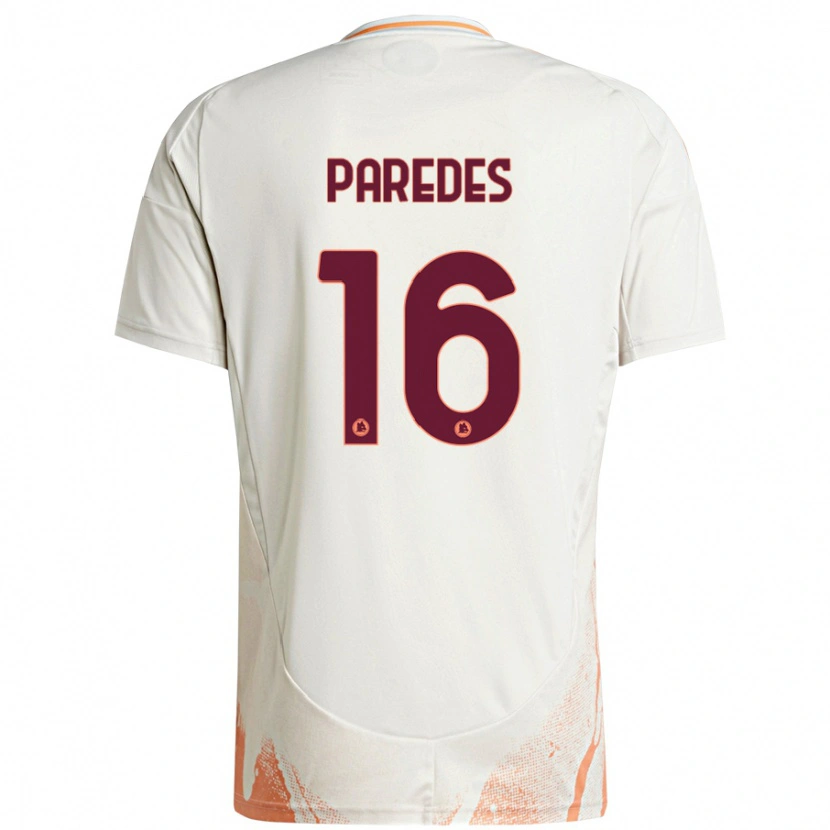 Danxen Damen Leandro Paredes #16 Cremeweiß Orange Auswärtstrikot Trikot 2024/25 T-Shirt