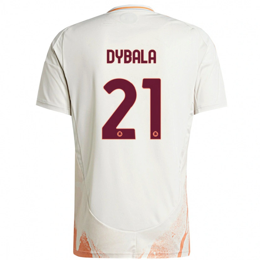 Danxen Damen Paulo Dybala #21 Cremeweiß Orange Auswärtstrikot Trikot 2024/25 T-Shirt