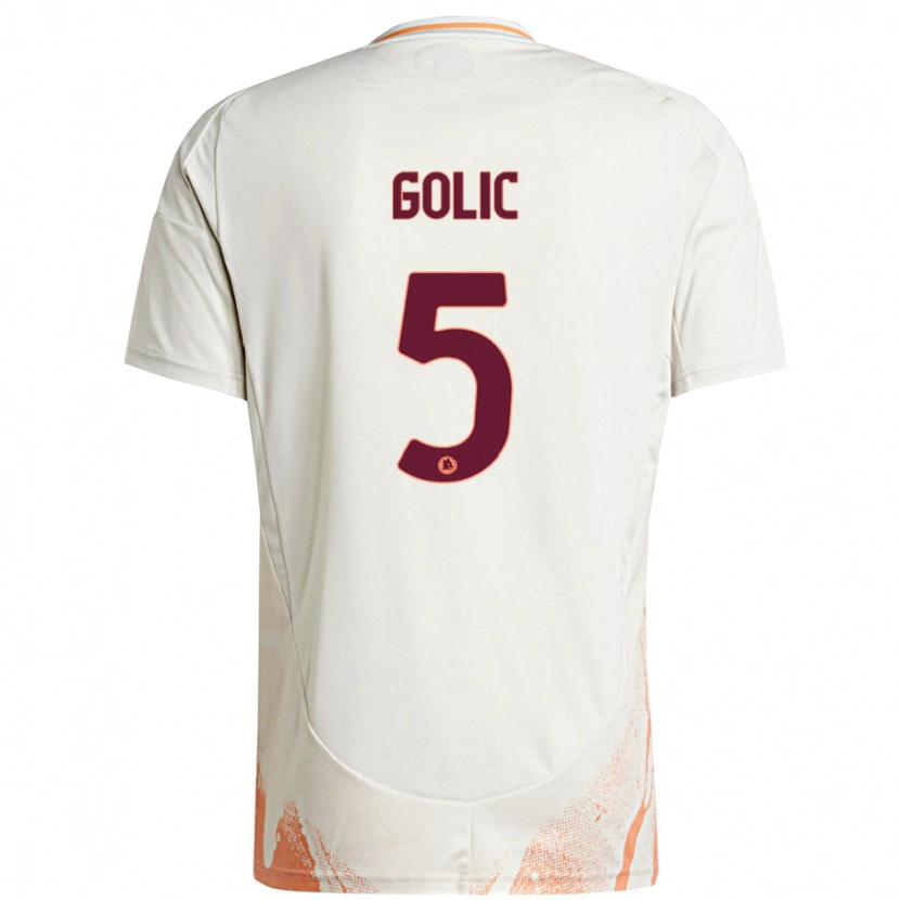Danxen Damen Lovro Golic #5 Cremeweiß Orange Auswärtstrikot Trikot 2024/25 T-Shirt