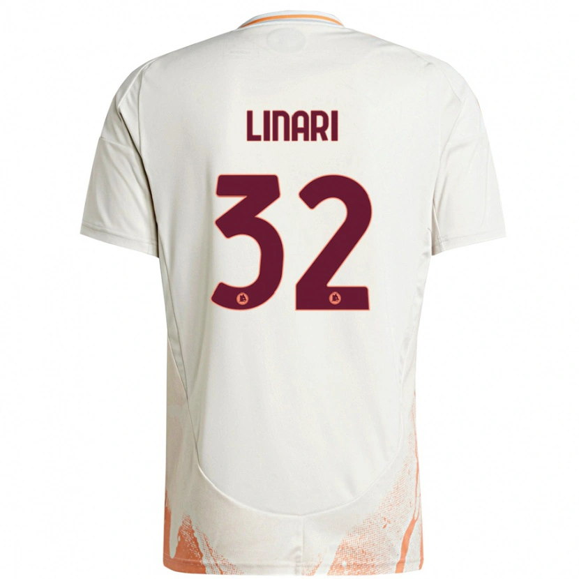 Danxen Damen Elena Linari #32 Cremeweiß Orange Auswärtstrikot Trikot 2024/25 T-Shirt
