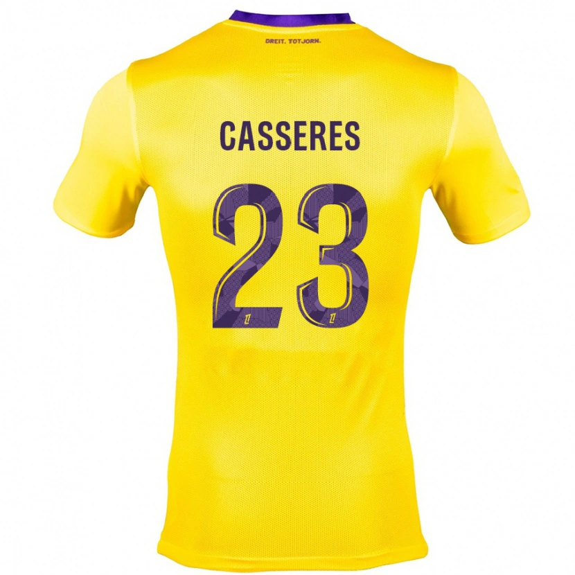 Danxen Damen Cristian Cásseres Jr. #23 Gelb Lila Auswärtstrikot Trikot 2024/25 T-Shirt