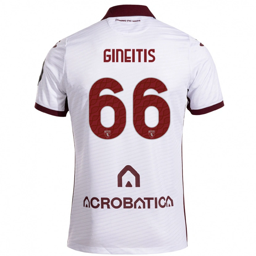 Danxen Damen Gvidas Gineitis #66 Weiß Kastanienbraun Auswärtstrikot Trikot 2024/25 T-Shirt