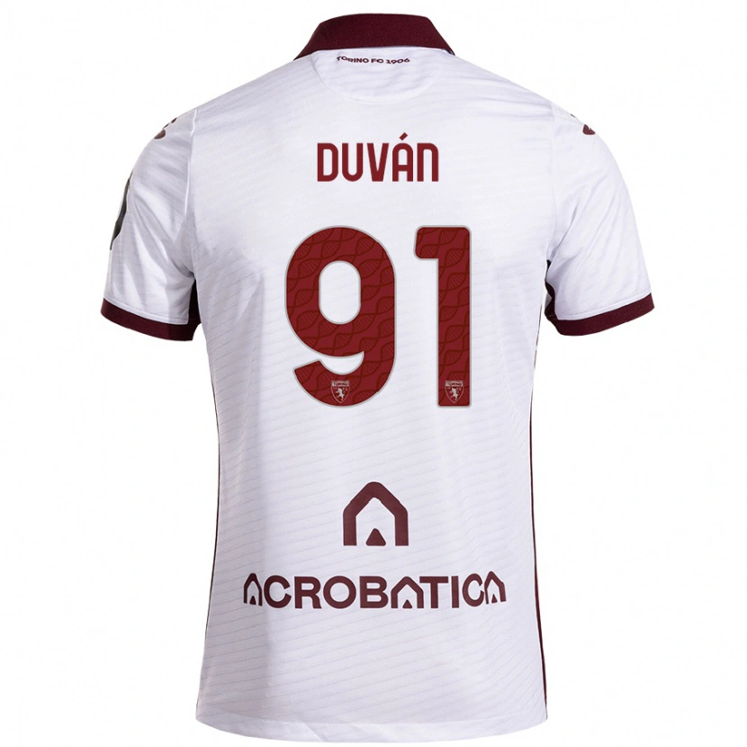 Danxen Damen Duván Zapata #91 Weiß Kastanienbraun Auswärtstrikot Trikot 2024/25 T-Shirt