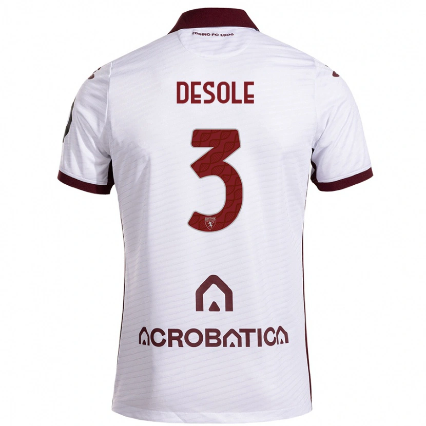 Danxen Damen Fabio Desole #3 Weiß Kastanienbraun Auswärtstrikot Trikot 2024/25 T-Shirt