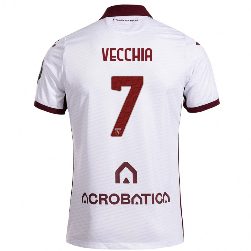 Danxen Damen Marco Dalla Vecchia #7 Weiß Kastanienbraun Auswärtstrikot Trikot 2024/25 T-Shirt