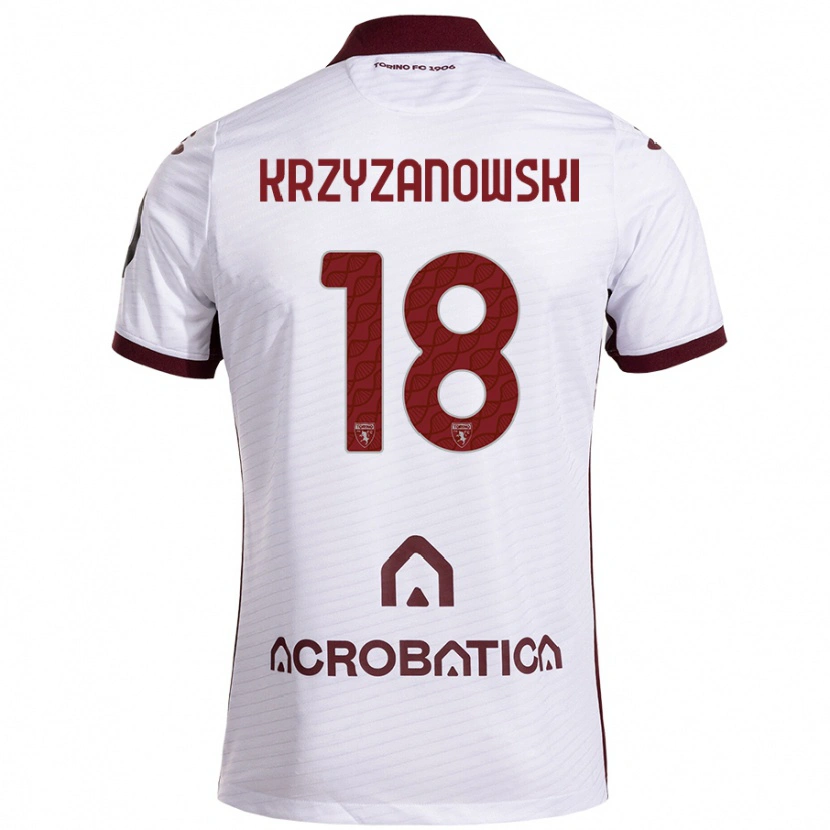 Danxen Damen Jakub Krzyzanowski #18 Weiß Kastanienbraun Auswärtstrikot Trikot 2024/25 T-Shirt