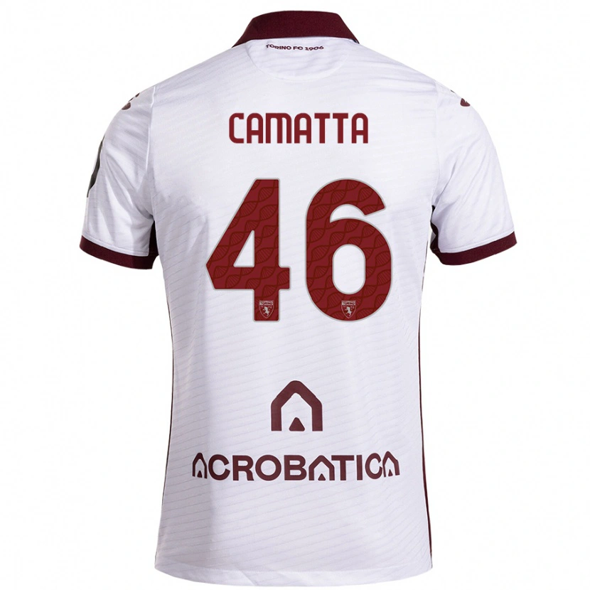Danxen Damen Alessandro Camatta #46 Weiß Kastanienbraun Auswärtstrikot Trikot 2024/25 T-Shirt