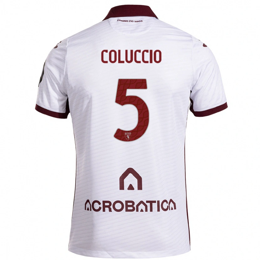 Danxen Damen Francesca Coluccio #5 Weiß Kastanienbraun Auswärtstrikot Trikot 2024/25 T-Shirt