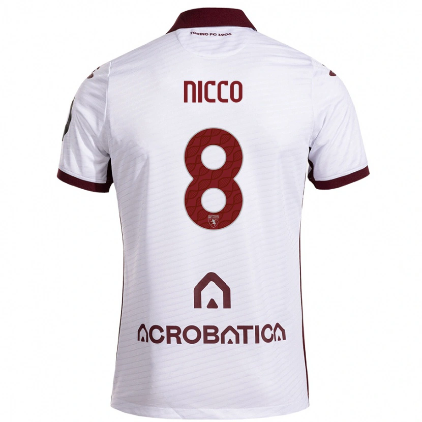 Danxen Damen Giada Nicco #8 Weiß Kastanienbraun Auswärtstrikot Trikot 2024/25 T-Shirt