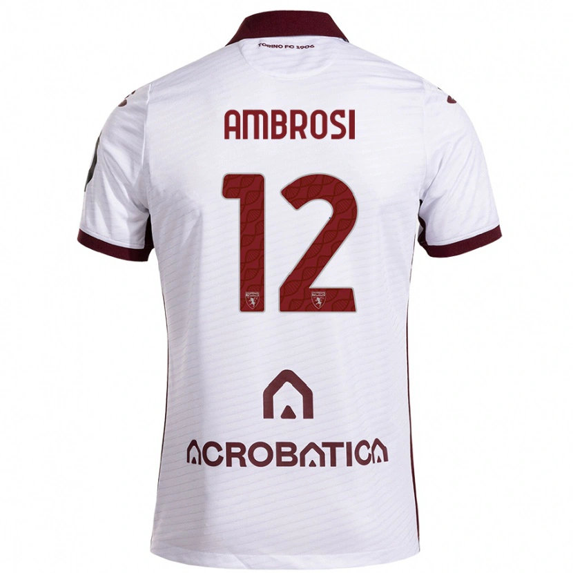 Danxen Damen Martina Ambrosi #12 Weiß Kastanienbraun Auswärtstrikot Trikot 2024/25 T-Shirt