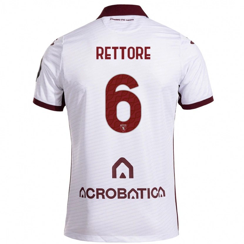 Danxen Damen Mirko Rettore #6 Weiß Kastanienbraun Auswärtstrikot Trikot 2024/25 T-Shirt