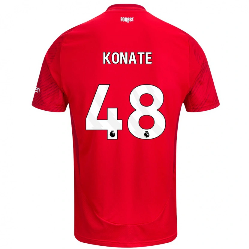 Danxen Kinder Ateef Konaté #48 Rot Weiß Heimtrikot Trikot 2024/25 T-Shirt