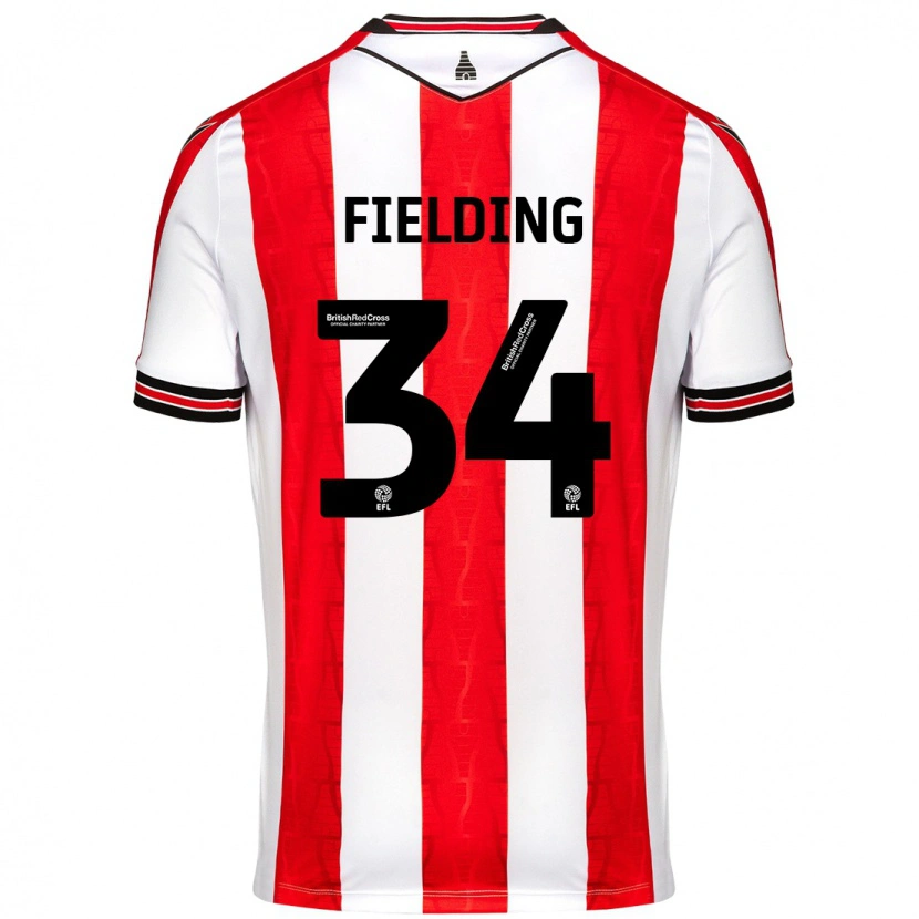 Danxen Kinder Frank Fielding #34 Rot Weiß Heimtrikot Trikot 2024/25 T-Shirt