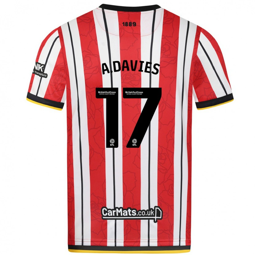 Danxen Kinder Adam Davies #17 Rot Weiße Streifen Heimtrikot Trikot 2024/25 T-Shirt