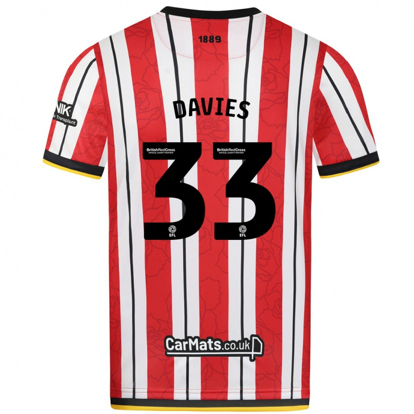 Danxen Kinder Bethan Davies #33 Rot Weiße Streifen Heimtrikot Trikot 2024/25 T-Shirt
