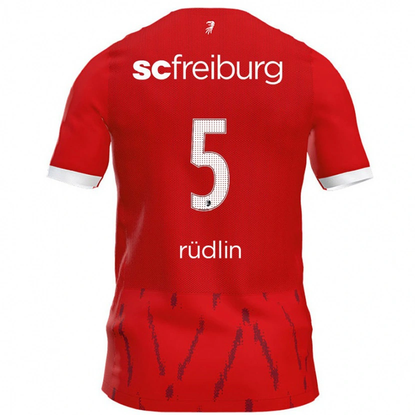 Danxen Kinder Fabian Rüdlin #5 Rot Heimtrikot Trikot 2024/25 T-Shirt