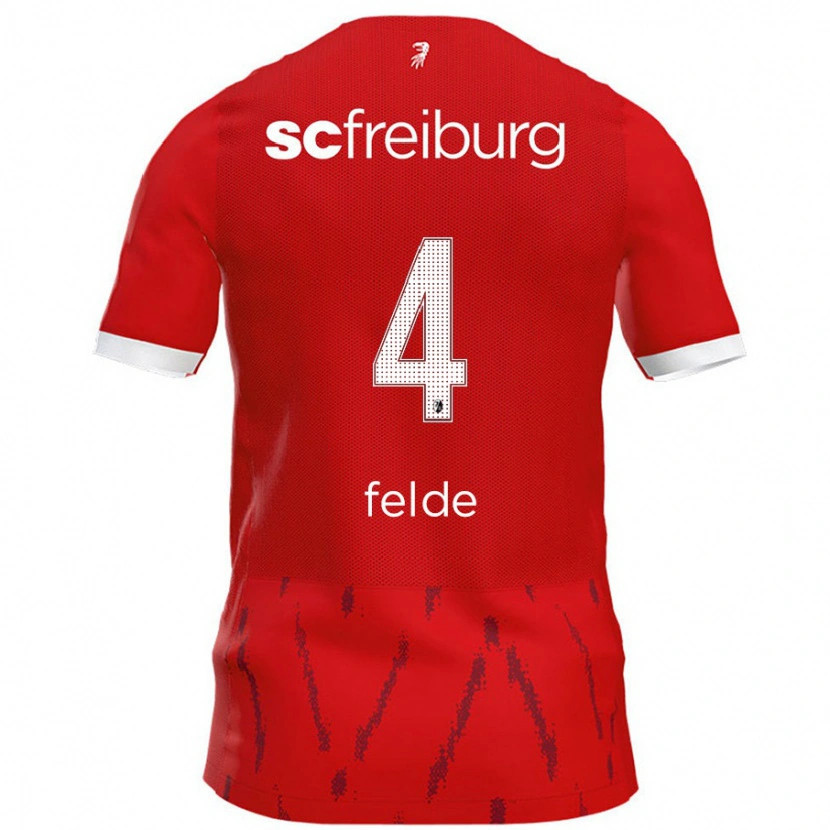 Danxen Kinder Meret Felde #4 Rot Heimtrikot Trikot 2024/25 T-Shirt