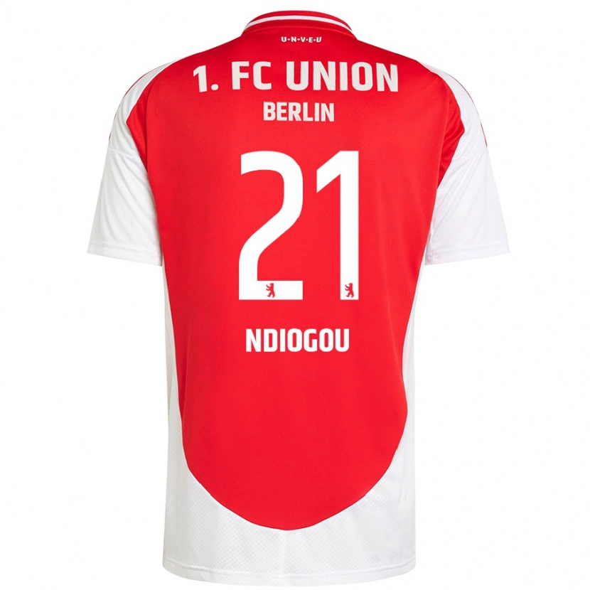 Danxen Kinder Pape-Omar Ndiogou #21 Rot Weiß Heimtrikot Trikot 2024/25 T-Shirt